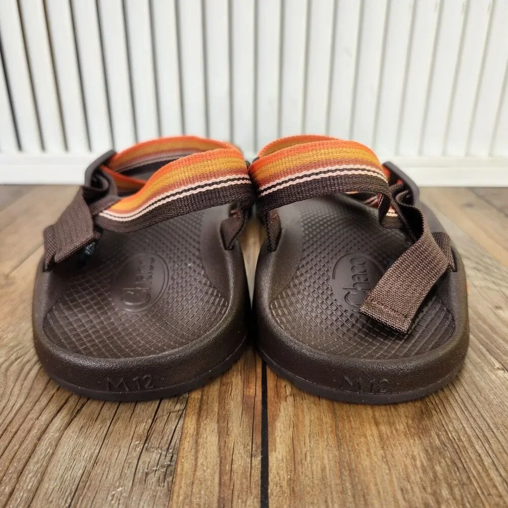 Chaco Bodhi Belt Java Sandals Men's 12 Orange Brown Toe Loop Strappy Beach Shoes